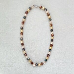 Tri-Color Freshwater Pearl Necklace 18” | 14K Gold Clasp | Multicolor Pearls